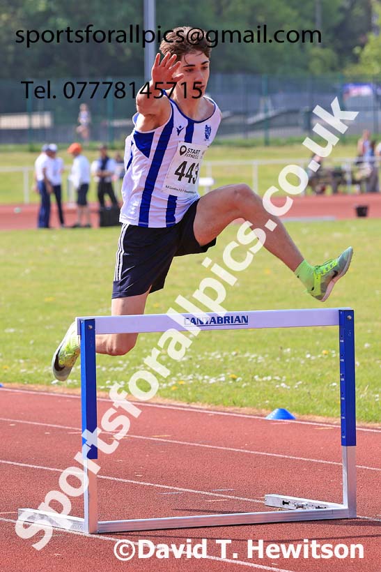 Mens Under-17s 400 metres hurdles, 2024 North Eastern Track and Field Champs., Middlesbrough.  Photo: David T. Hewitson/Sports for All Pics